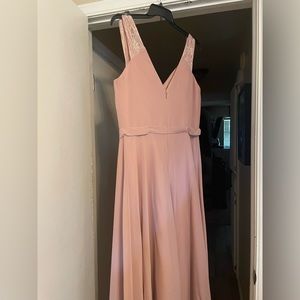 Bridesmaid Blush pink dress with slit down leg